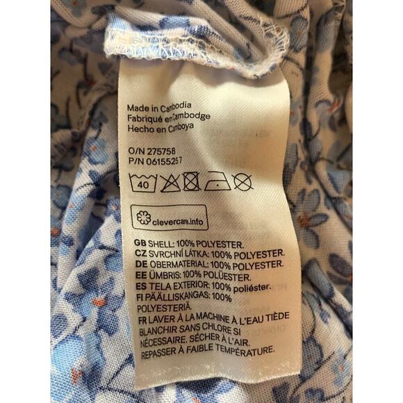H&M Women's Size XS Off the Shoulder Pull Over Dress Blue White Floral Relaxed - Picture 6 of 6